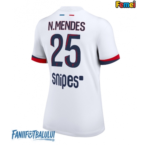 Paris Saint-Germain Nuno Mendes #25 Tricou Fotbal Replică 2025-26 Femei Deplasare Paris Saint-Germain Nuno Mendes #25 Tricou Fotbal Replică 2025-26 Femei Deplasare